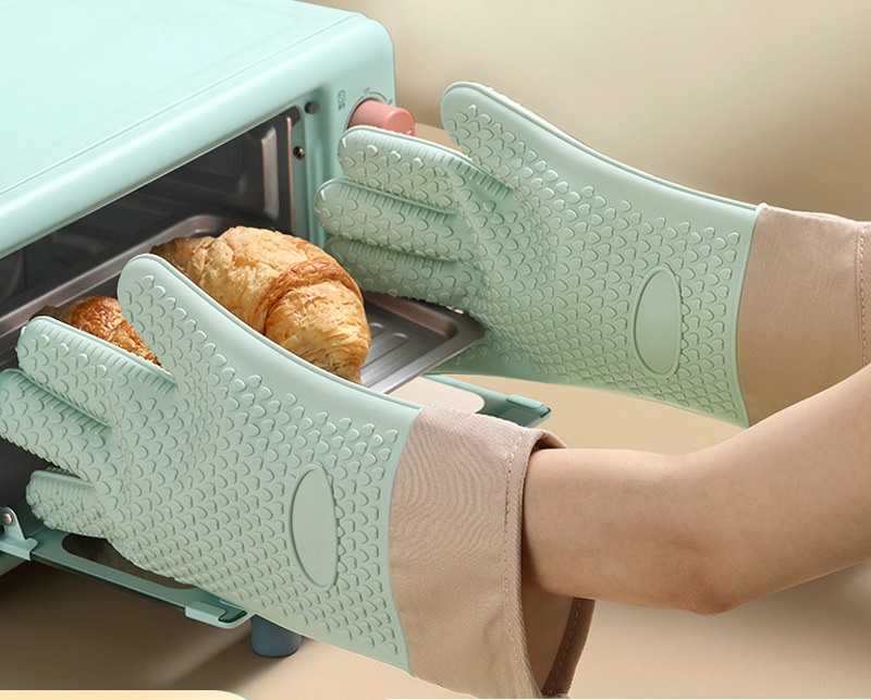 Oven Mitt Silicone - 미끄럼 방지 실리콘 오븐 장갑(면 안감),