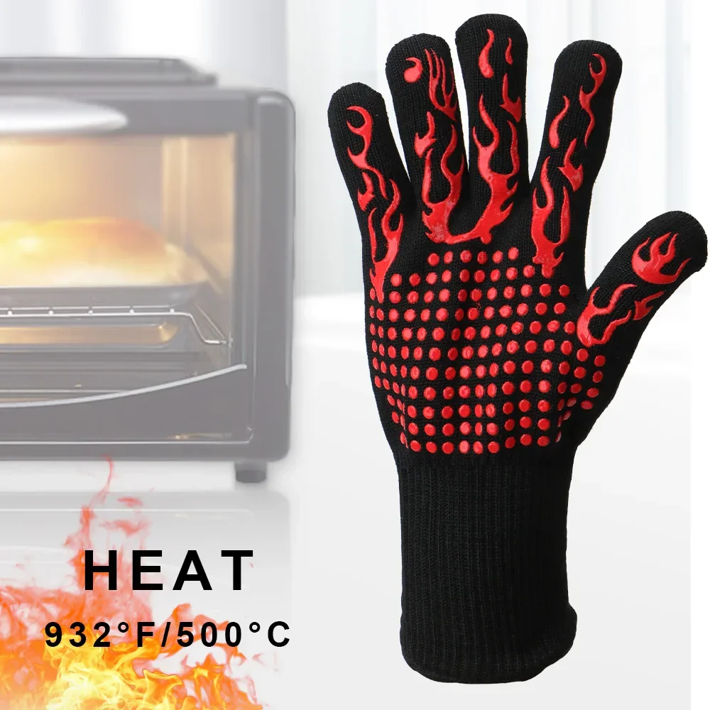 Oven Mitt Silicone - 난연성 미끄럼 방지 바베큐 화재 장갑