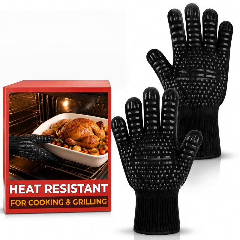Oven Mitt Silicone - 1pc/1쌍의 바베큐 장갑 고온 오븐 장갑