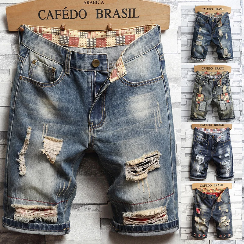 여름 옷 새로운 남성 빈티지 찢어진 짧은 청바지 str - Levis Jeans 501 리뷰 및 가격