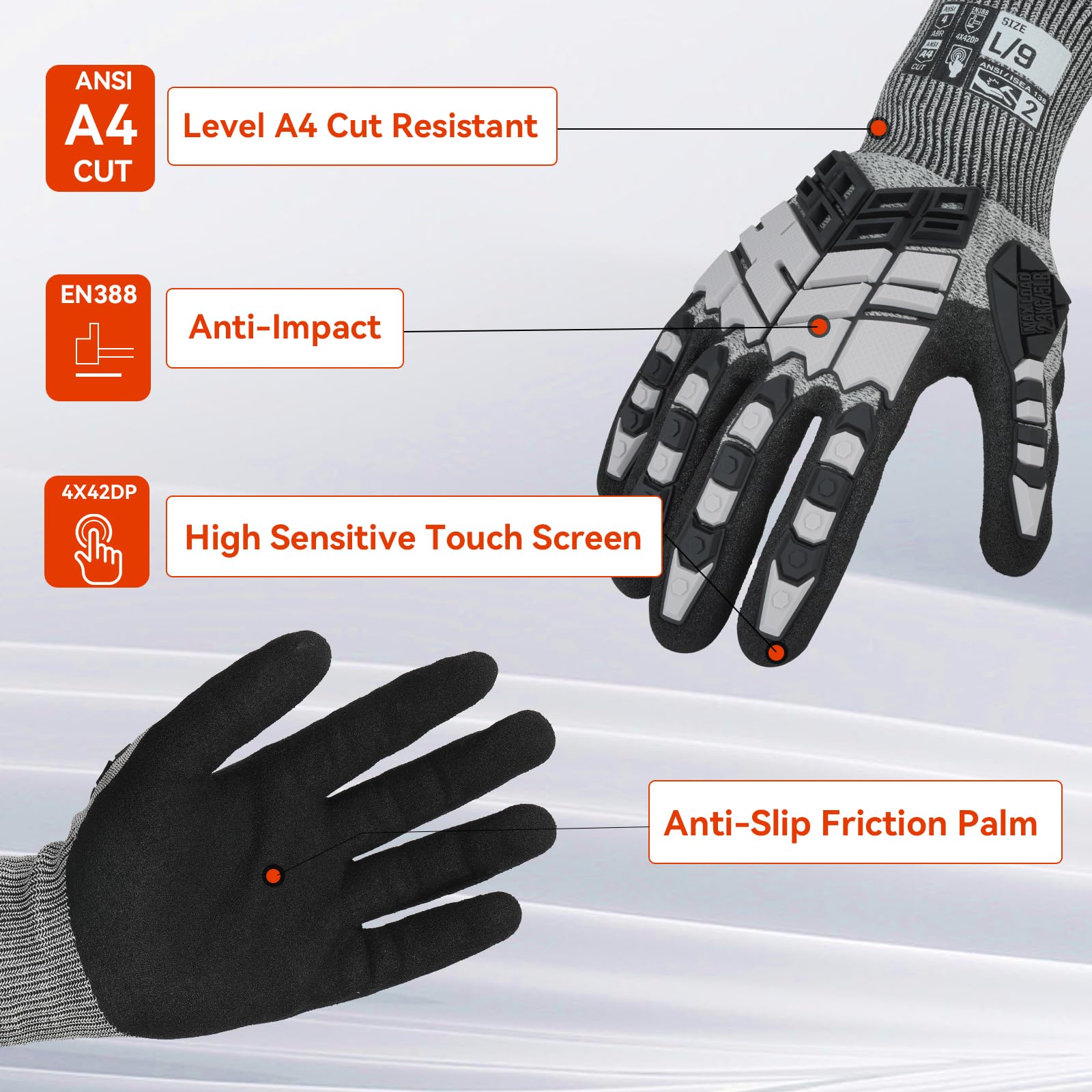 내충격성 및 절단 방지 너클 보호 기능이 있는 기계 작 - Work Glove Impact 리뷰 및 가격