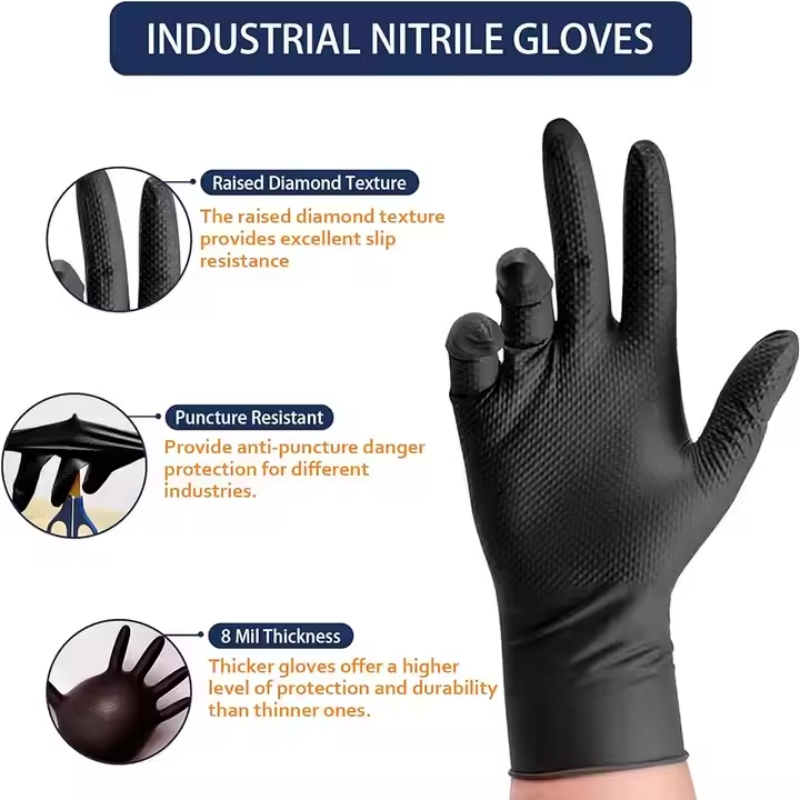 8밀 두께의 고강도 안전 작업 장갑 다이아몬드 텍스처  - Nitrile Mechanic Glove 리뷰 및 가격