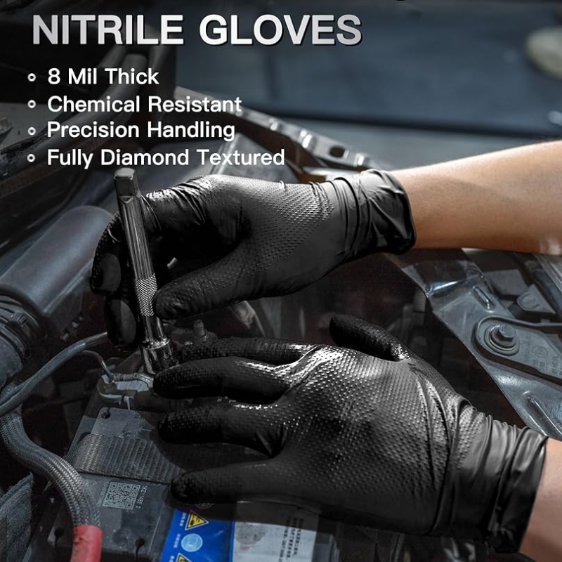 8밀 두께의 고강도 안전 작업 장갑 다이아몬드 텍스처  - Nitrile Mechanic Glove 리뷰 및 가격